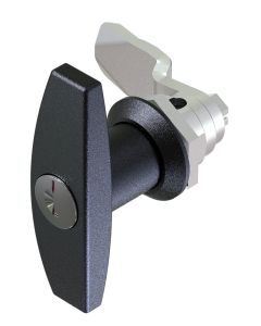 1301 T Handle Lock with 18mm Grip Height Black Powder Coated or Bright Chrome