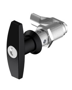 1301-50 Key Locking 333 T Handle Lock with 50mm Grip Height Black Powder Coated or Bright Chrome