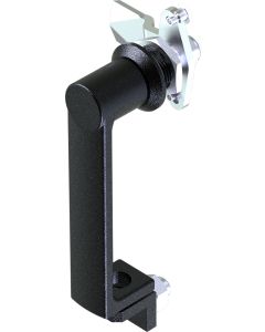 1324 Non Locking Padlockable L Handle with 18mm Grip Height Black Powder Coated
