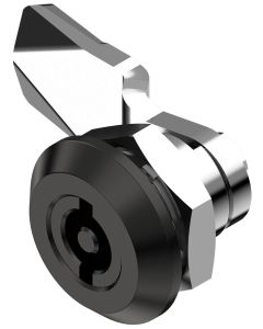 1420-18 Quarter Turn Lock 3mm Double Bit Cylinder with 18mm Grip Height Black Powder Coated or Bright Chrome