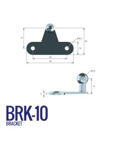 BRK-10 10mm Triangular Bracket with 32mm Fixing Centres