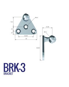 BRK-3 10mm Triangular Bracket with 22.5mm Fixing Centres
