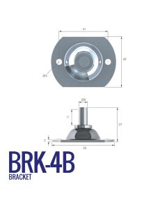 BRK-4B 8mm Circular Bracket with 41mm Fixing Centres
