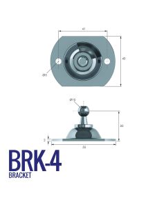 BRK-4 10mm Circular Bracket with 41mm Fixing Centres