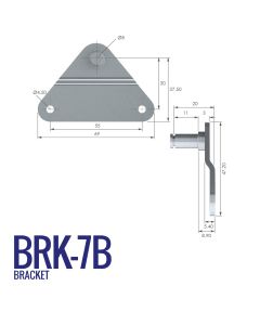 BRK-7B 8mm Triangular Bracket with 55mm Fixing Centres