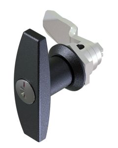 1301 Key Locking 333 T Handle Lock with 18mm Grip Height Black Powder Coated or Bright Chrome