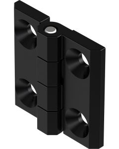 2101-500 Screw On Hinge 50x50mm 6.3mm Through Holes Black Powder Coated or Bright Chrome