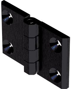 2101-576 Screw On Hinge 50x76mm 6.3mm Through Holes Black Powder Coated or Bright Chrome