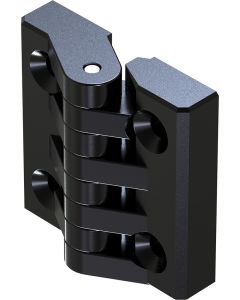 2120-640 Screw On Hinge 64x64mm 6.5mm Through Holes in Black Nylon 6 GF30