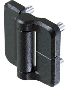 2136 Symmetric Friction Hinge 40x40mm M5 Studs Black Textured Powder Coated