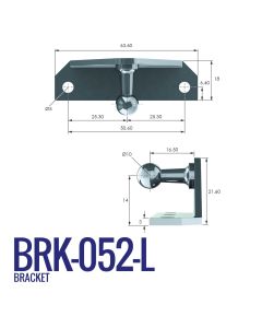 BRK-052-L 10mm Internal Right Angle Bracket with 50.6mm Fixing Centres