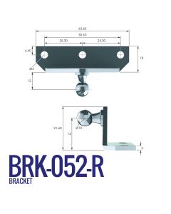 BRK-052-R 10mm External Right Angle Bracket with 50.6mm Fixing Centres