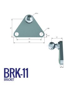 BRK-11 16mm Triangular Bracket with 51mm Fixing Centres