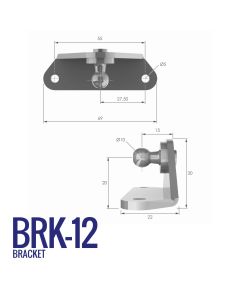 BRK-12 10mm Right Angle Bracket with 55mm Fixing Centres