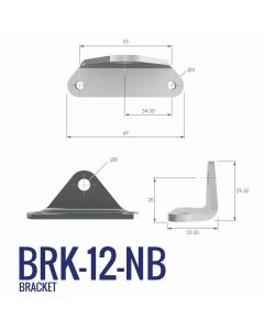 BRK-12-NB 8mm Eye Right Angle Bracket with 55mm Fixing Centres