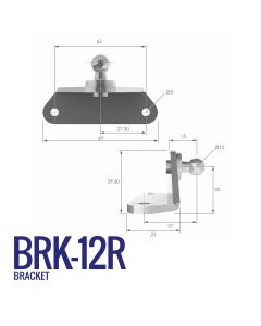 BRK-12R 10mm Right Angle Bracket with 55mm Fixing Centres