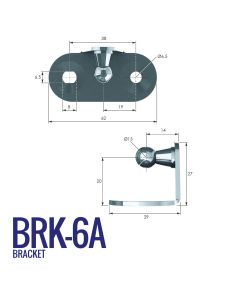 BRK-6A 13mm Internal Right Angle Bracket with 38mm Fixing Centres