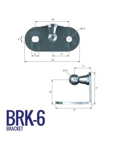 BRK-6 10mm Internal Right Angle Bracket with 38mm Fixing Centres