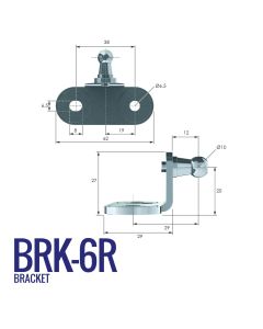 BRK-6R 10mm External Right Angle Bracket with 38mm Fixing Centres