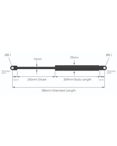 NS-FF-WE-10-245 Fixed Force Gas Strut with Welded Eyes