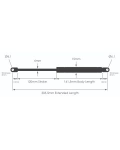 NS-FF-WE-6-120 Fixed Force Gas Strut with Welded Eyes