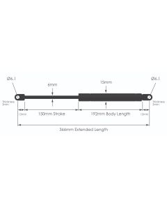 NS-FF-WE-6-150 Fixed Force Gas Strut with Welded Eyes