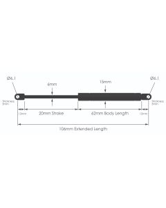 NS-FF-WE-6-20 Fixed Force Gas Strut with Welded Eyes