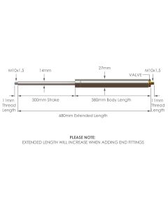 NS-SS-V-14-300 Stainless Steel 316 Variable Force Gas Strut