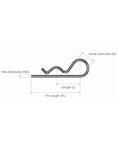 "R Clip" Locking Pin - 2mm Wire Ø