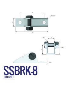 SSBRK-8 Stainless Steel 304 8mm U Shaped Bracket with 50mm Fixing Centres