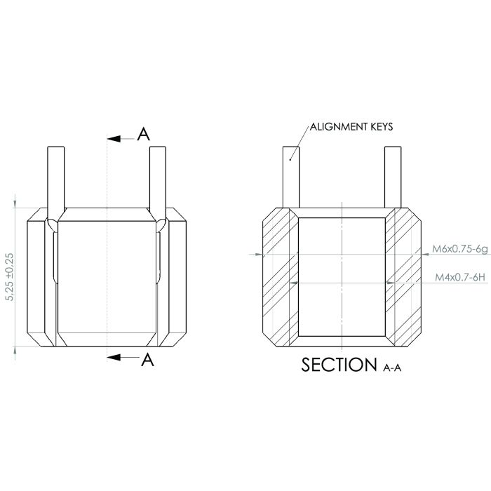 M4M6 Stainless Steel Key Locking Threaded Insert with a 5.25mm Depth